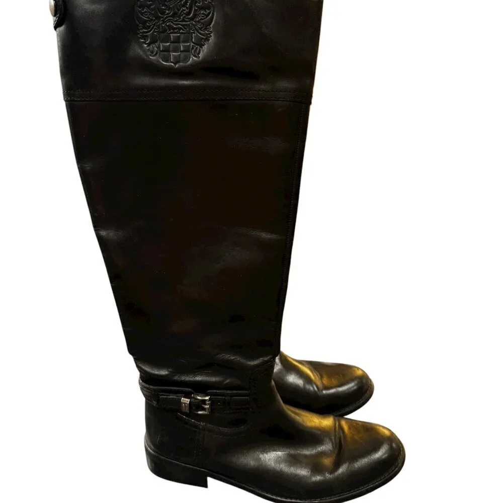 Vince Camuto Kable Black Leather Tall Riding Boots Size 7.5